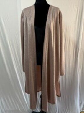 Maurices Dusty Rose Shimmer Long Open Front Cardigan with Pockets L